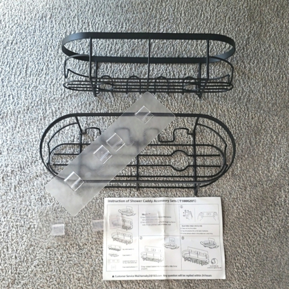 Shower Caddy Rust Proof New In The Box - 2pc - Black
